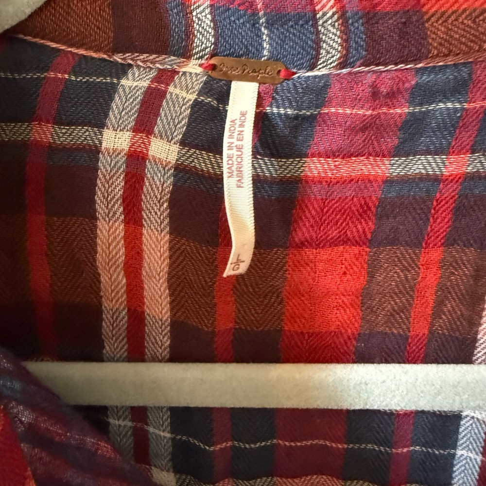 Red and Blue Plaid Button-Up Shirt - Picture 3 of 5